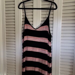 Striped Black and Pink Sleeveless Dress
